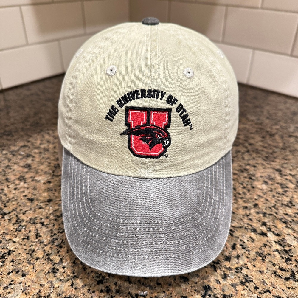 Utah Utes Port Authority Dad Hat Cap Mens‎ OSFA Khaki Gray Cotton